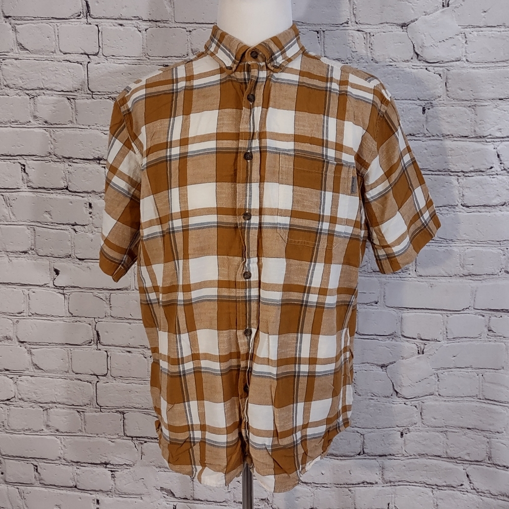 Woolrich • Yellow Plaid Short Sleeve  Button-Up Shirt